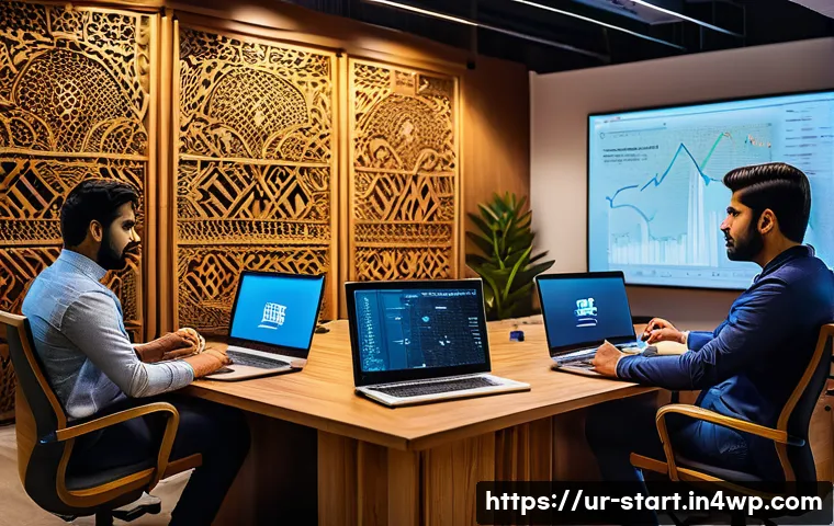 스타트업 가치 평가에서의 실적 비교 - A modern startup office scene in Karachi, Pakistan, showcasing a diverse team of young professionals...