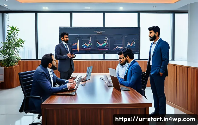 스타트업 가치 평가의 역사적 배경 - A professional startup valuation meeting scene in a modern office in Karachi, Pakistan, featuring a ...