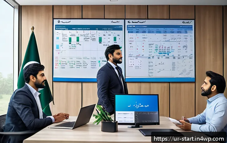 스타트업 가치 평가를 위한 세무 전략 - A modern Pakistani startup office environment showcasing a diverse team of professionals engaged in ...