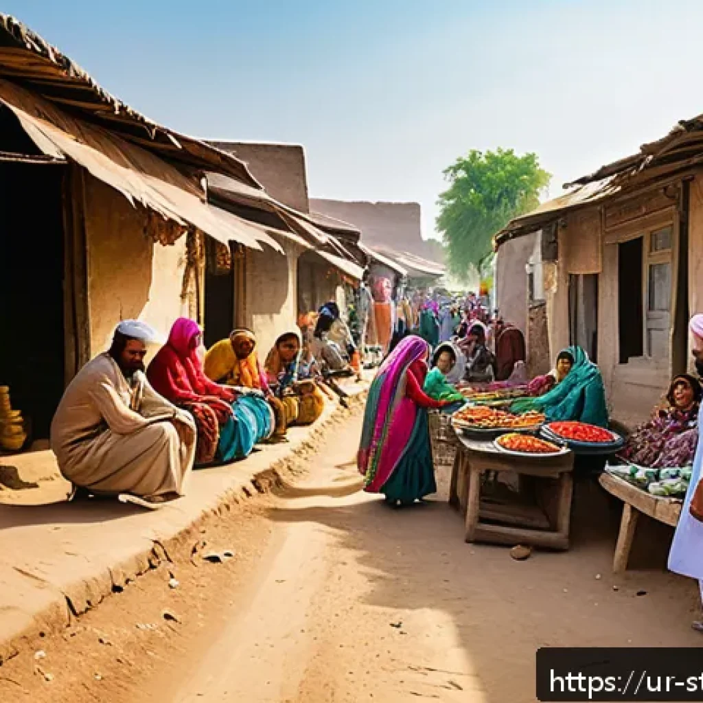스타트업 가치 평가의 지역적 차이 - A vibrant street market scene in rural Punjab, Pakistan, showcasing traditional cultural elements su...